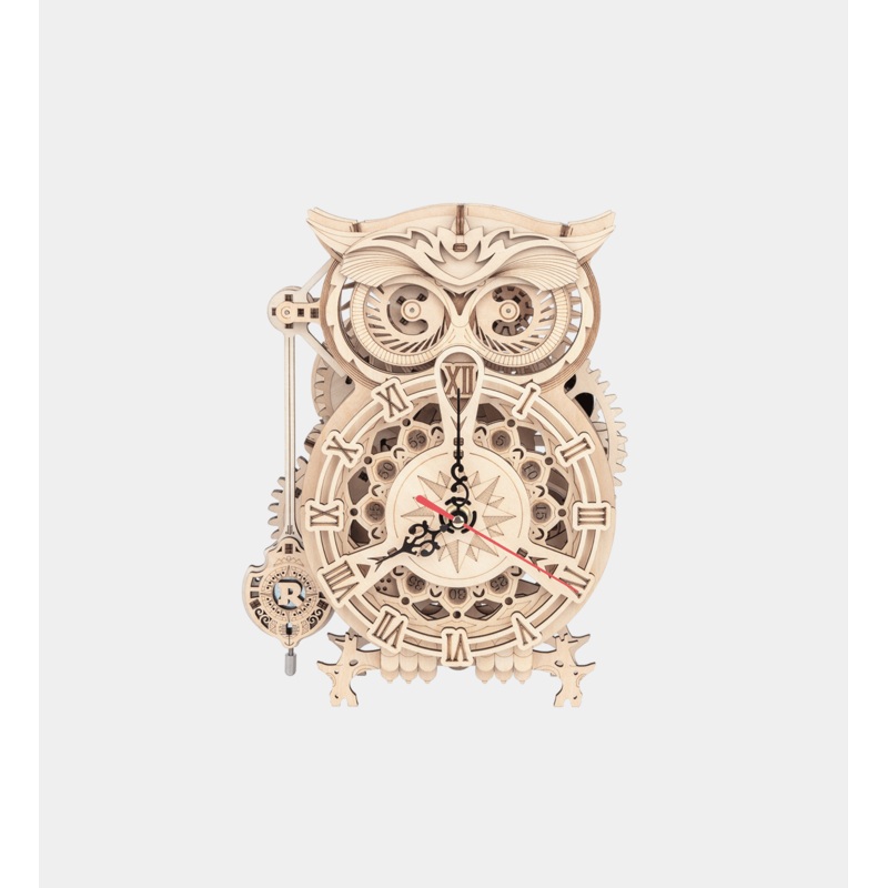 ROKR Owl Clock Mechanical Gears 3D Wooden Puzzle LK503