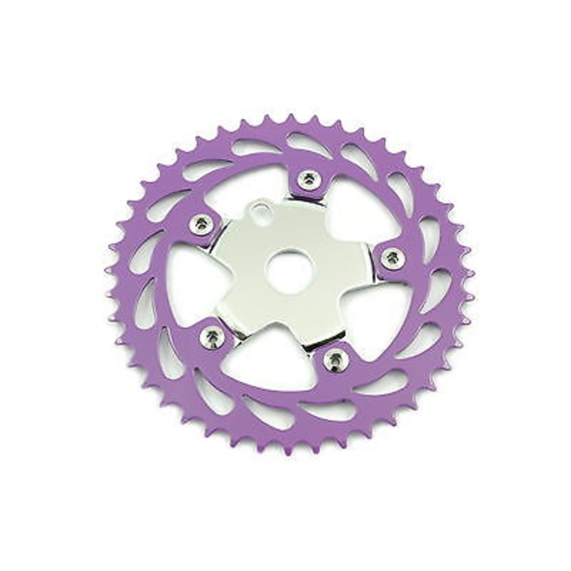 OLD SCHOOL BMX-BURNER DETACHABLE CHAINRING 44 TEETH CHAINWHEEL PURPLE & CHROME