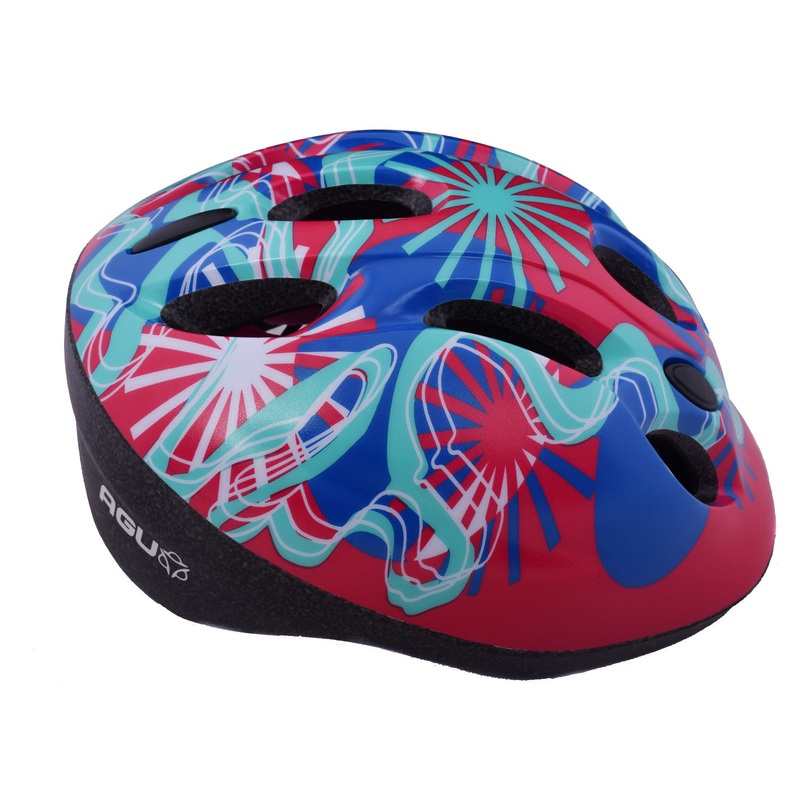AGU OCEAN WAVES KIDS BIKE SAFETY CRASH HELMET 52-56cm RED-BLUE
