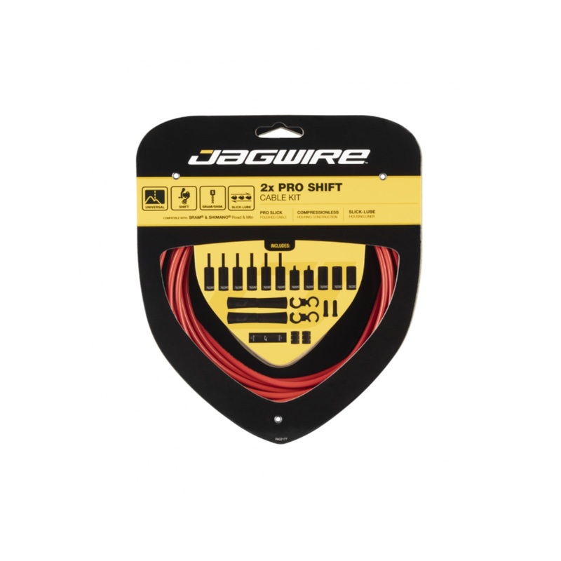 Jagwire Pro Shift Kit 2x Red Bike Inner & Outer Cable Set