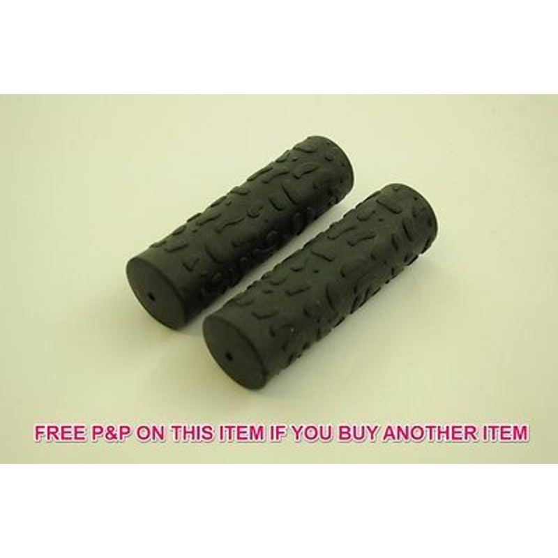 PAIR BLACK KRATON RUBBER TYPE 95mm HANDLEBAR GRIPS MTB, TREKKING OR KIDS BIKES