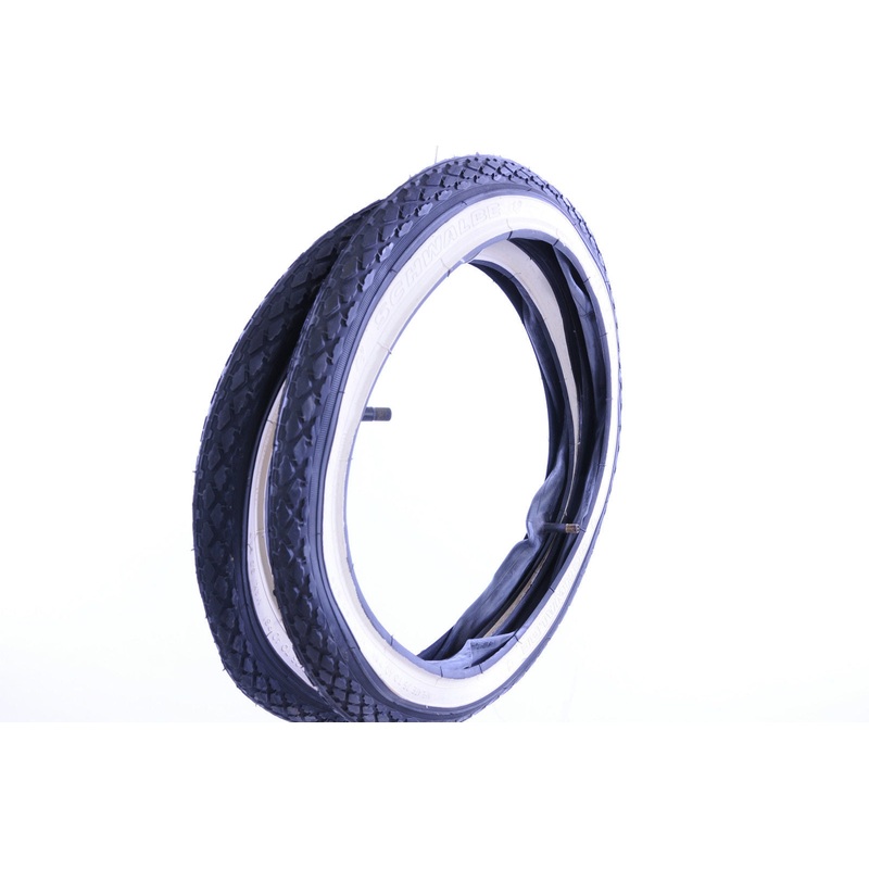 PAIR 16 x 1.75 47305 TYRES + TUBES SCHWALBE BLACK WHITE WALL ROAD FOLDER BIKE