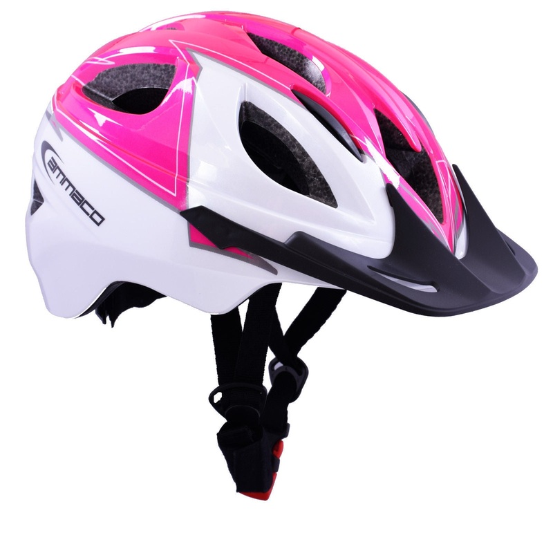 GREAT QUALITY GIRLIE GIRLS BIKE HELMET IN MOULD CHILDRENS  46-53cm PINK & WHITE