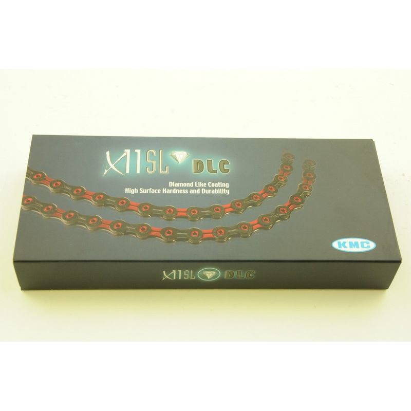 KMC X11-SL DLC BLACK & RED 11 SPEED MTB CHAIN 116L PROFESSIONAL STRONG V LIGHT
