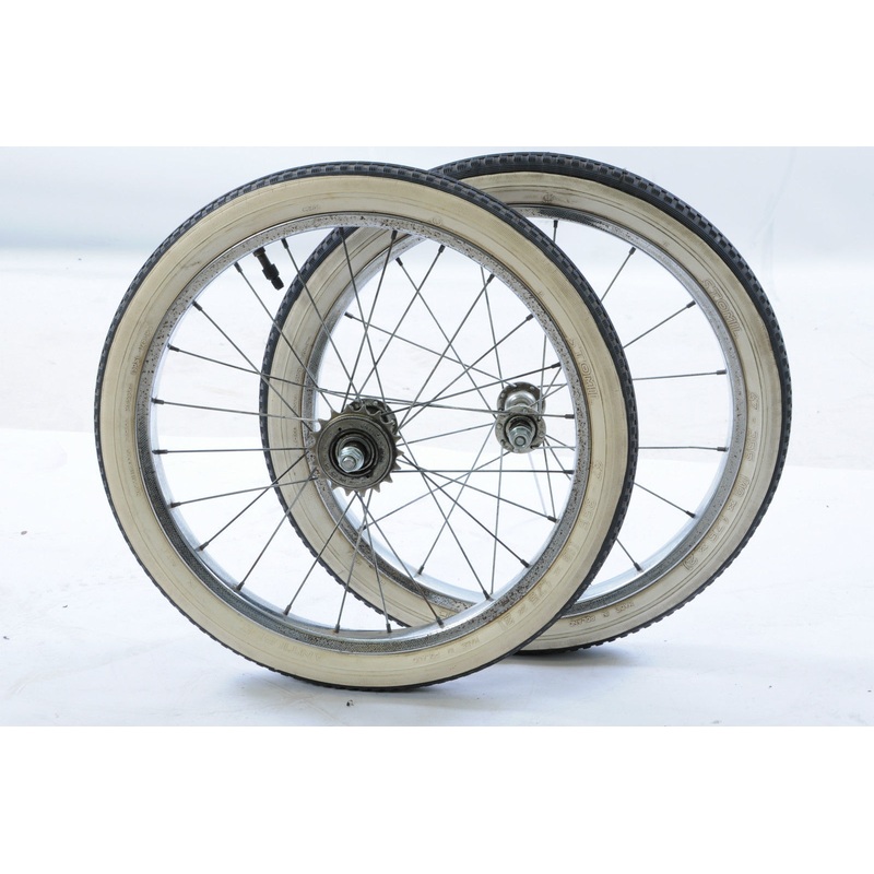 PAIR 18 x 1.75 CHROME BIKE WHEELS WITH WHITEWALL TYRES & TUBES KIDS OLD BIKES